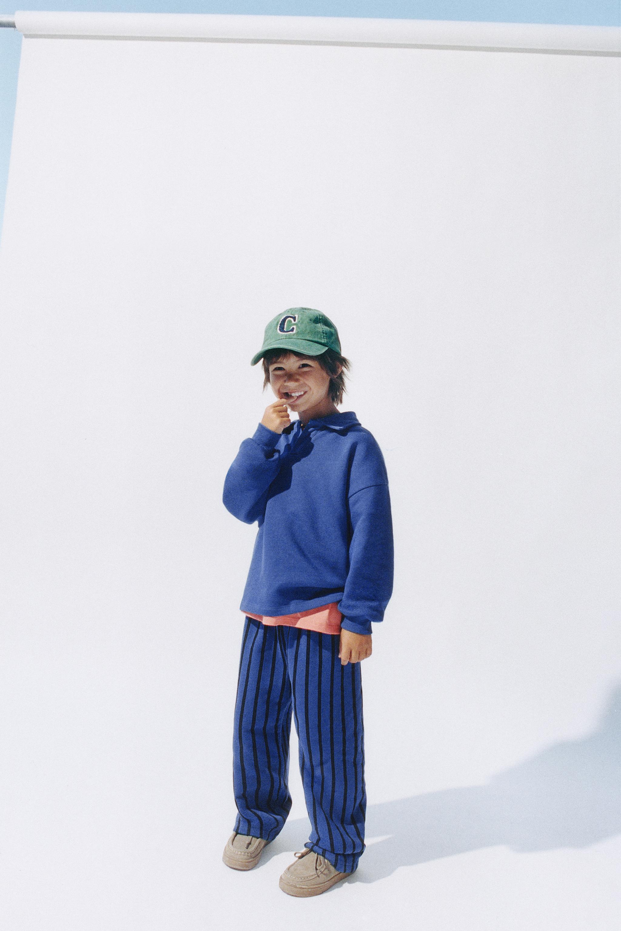 ENSEMBLE DE JOGGING SWEAT POLO ET PANTALON WIDE LEG À RAYURES